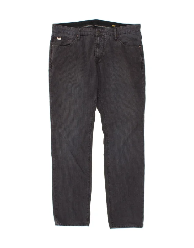 Hiking Boots RIFLE Mens Straight Casual Trousers W36 L32 Grey Check Cotton