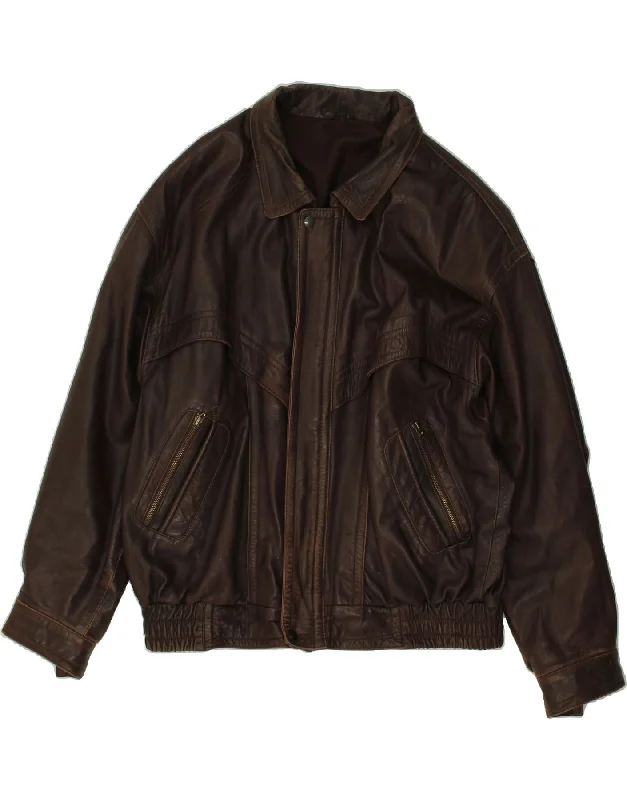 Work Boots NEW FAST Mens Leather Jacket UK 40 Large Brown Leather