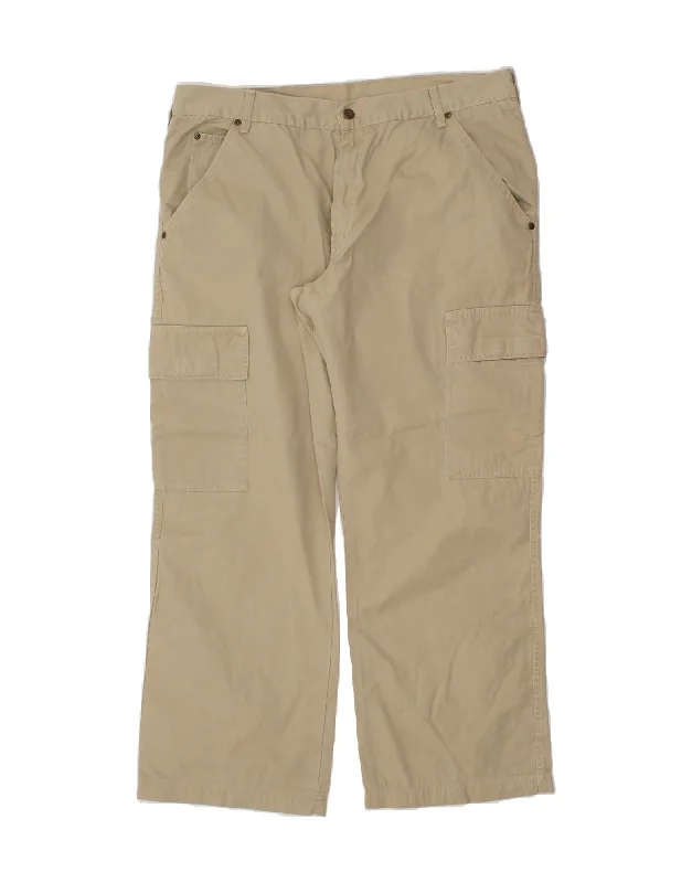 Rain Jackets WRANGLER Mens Straight Cargo Trousers W38 L32 Beige Cotton