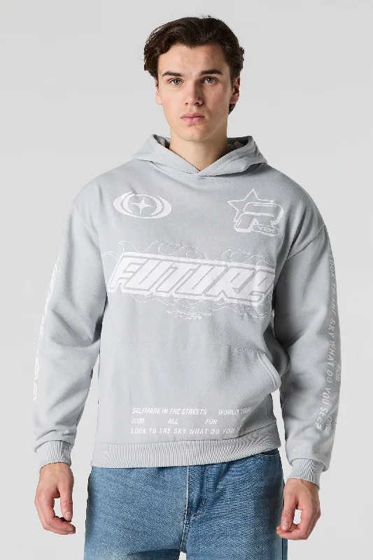 Street Chic Racing Graphic Embroidered Fleece Hoodie