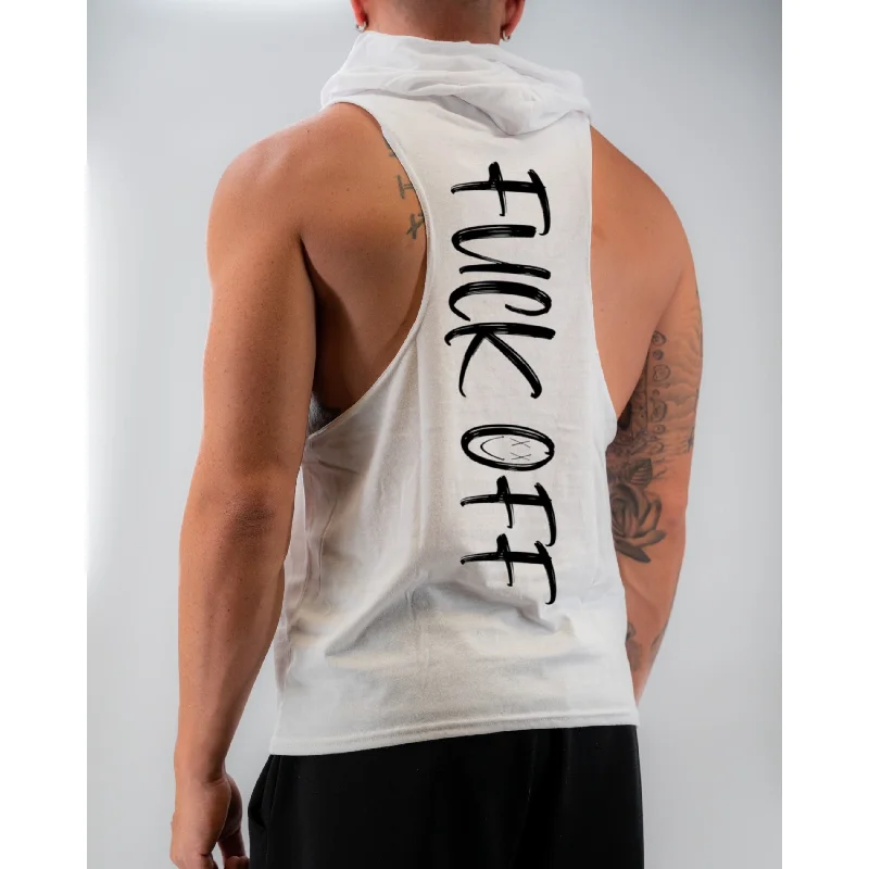 Affordable Chic Salty Savage Unisex “FUCK OFF” Sleeveless Racerback Muscle Tank Hoodie Affordable Chic Salty Savage Unisex “FUCK OFF” Sleeveless Racerback Muscle Tank Hoodie