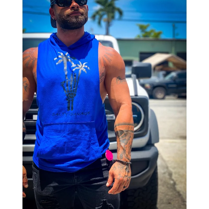 Soft Texture Salty Savage Unisex "Rock On" Sleeveless Muscle Tank Hoodie