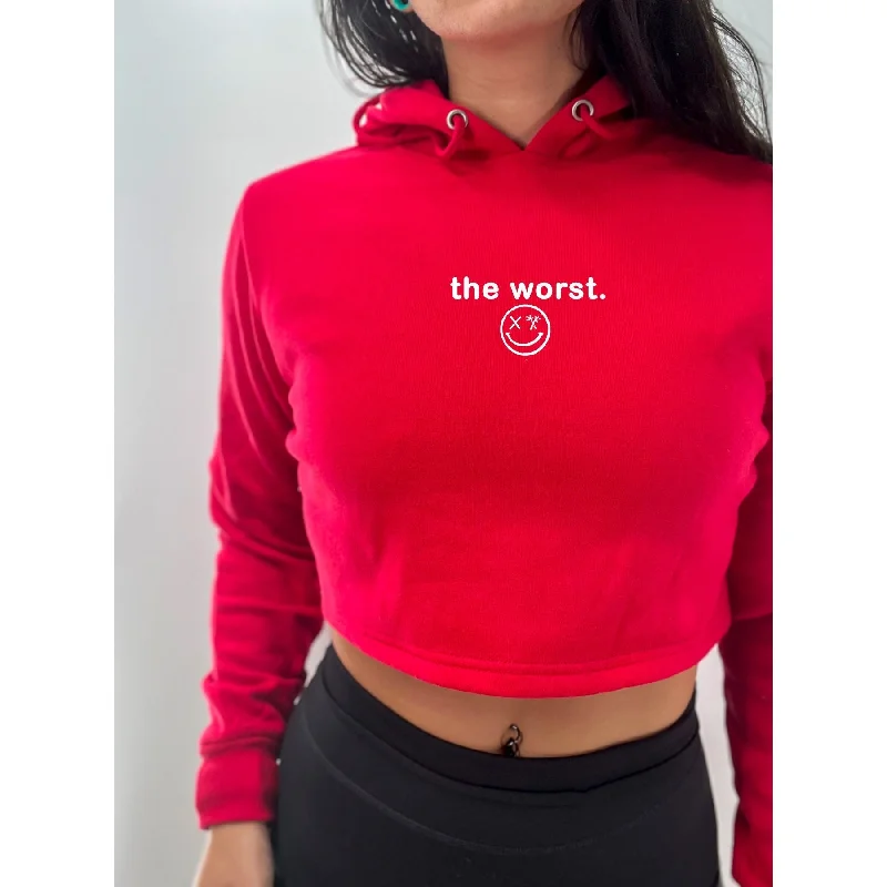Sleek Outfits Salty Savage Ladies "the worst" Cropped Hoodie | Micro