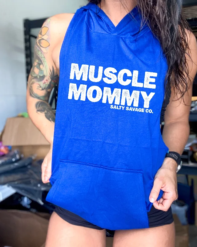 Street Style Salty Savage Unisex "MUSCLE MOMMY" Sleeveless Muscle Tank Hoodie