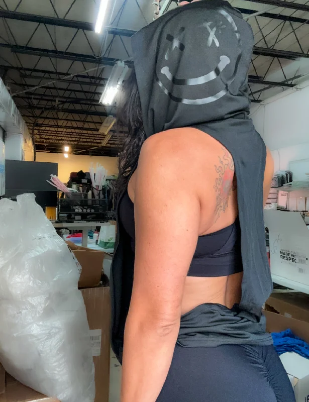 Comfortable Layers Salty Savage "Fuck Off" Sleeveless Deep Cut Muscle Tank Hoodie | Micro