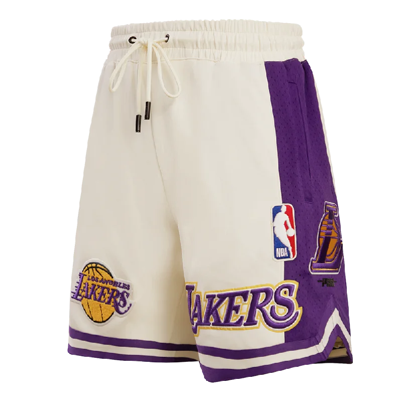 High-end Jackets NBA LOS ANGELES LAKERS RETRO CLASSIC MEN'S 2.0 SHORT (EGGSHELL/PURPLE)