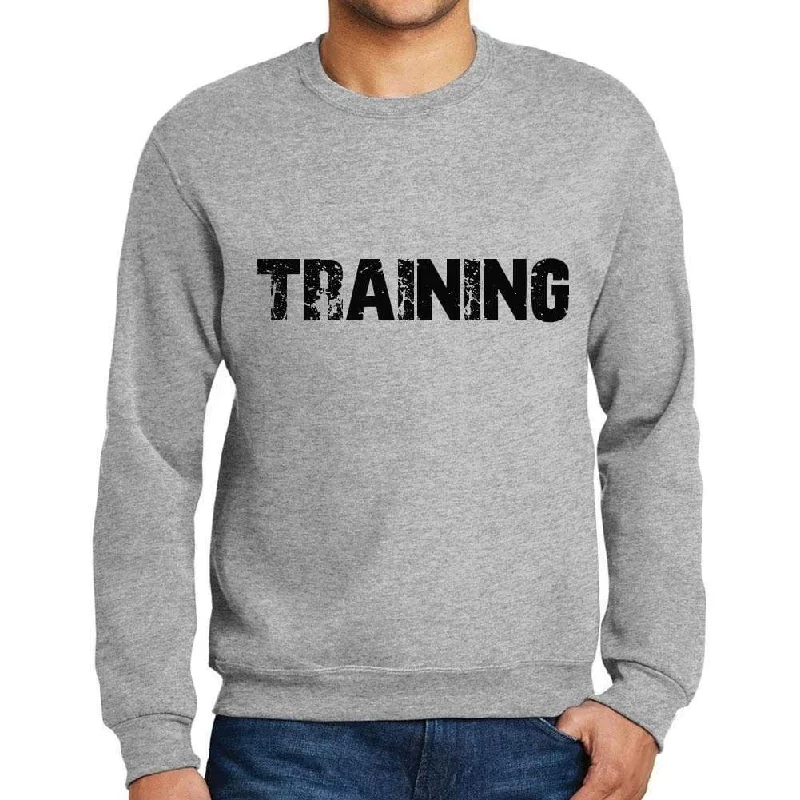 Casual Hoodies Men's Printed Graphic Sweatshirt Popular Words TRAINING Grey Marl