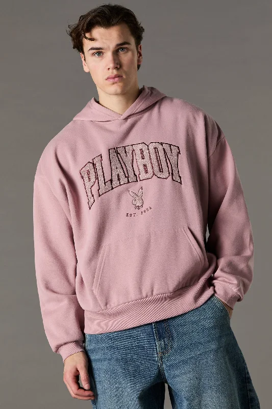 Relaxed Fit Apparel Playboy Chenille Embroidered Fleece Hoodie