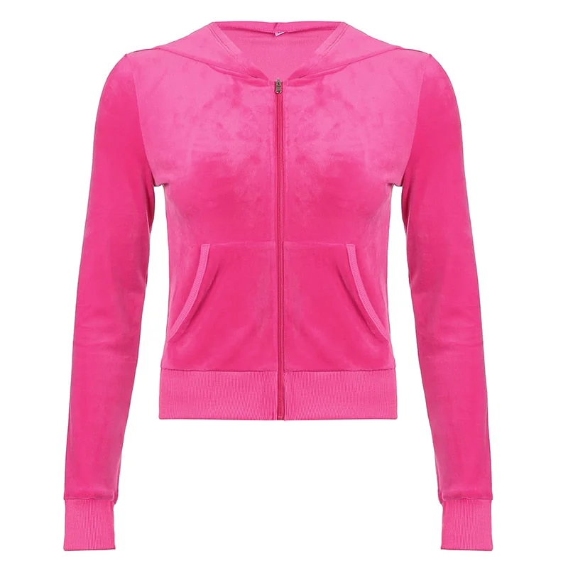 Warm Style Velvet Crop Top Hooded Jacket