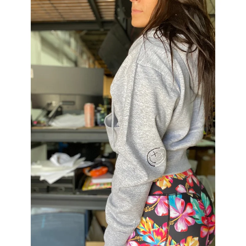 Simple Comfort Salty Savage Ladies “OG Smile” Oversized Cropped Zip Up Hoodie | Yin Yang Edition