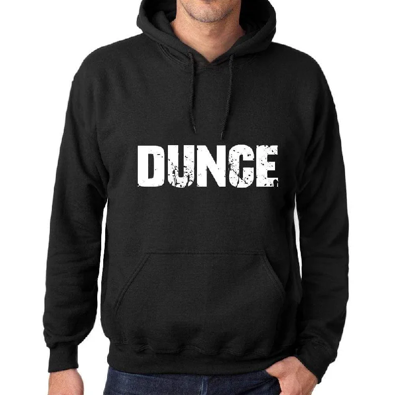 Suede Jackets Men's Women's Unisex Printed Graphic Cotton Hoodie Soft Heavyweight Hooded Sweatshirt Pullover Popular Words DUNCE Deep Black