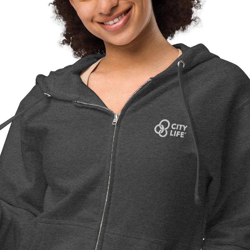 Practical Chic City Life Unisex fleece zip up hoodie