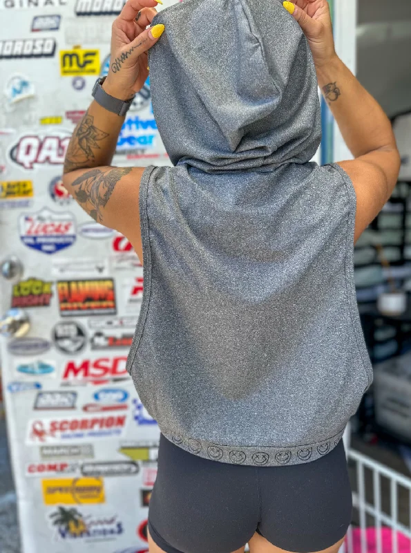 Relaxed Fit Salty Savage Ladies “OG Smile” Deep Cut Muscle Tank Hoodie