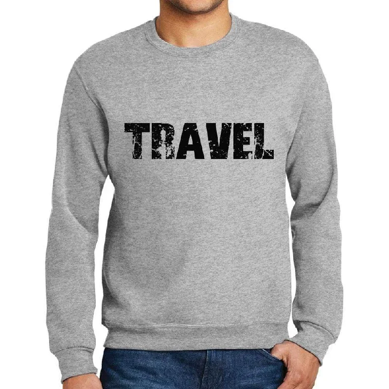 High-end Sneakers Men's Printed Graphic Sweatshirt Popular Words TRAVEL Grey Marl