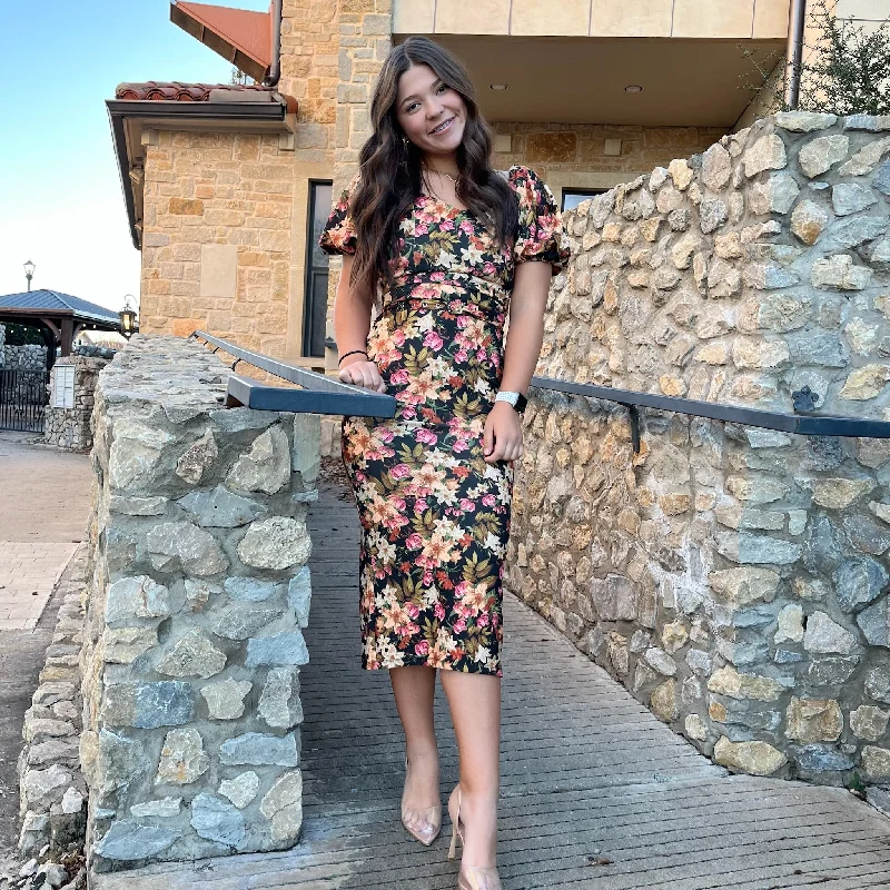Chic Layers Hot Commodity Floral Print Midi Dress