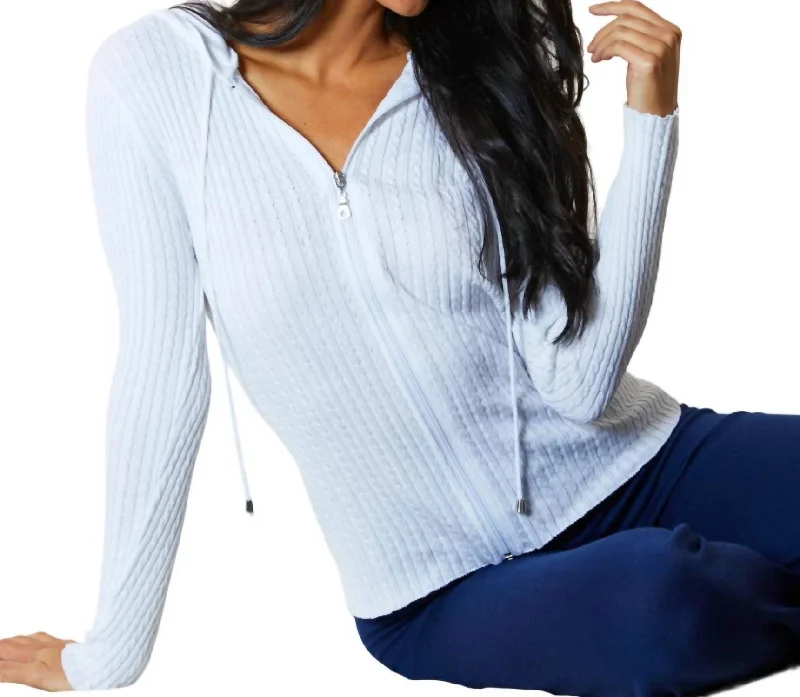 Cool Style Braided Zip Cardigan In White