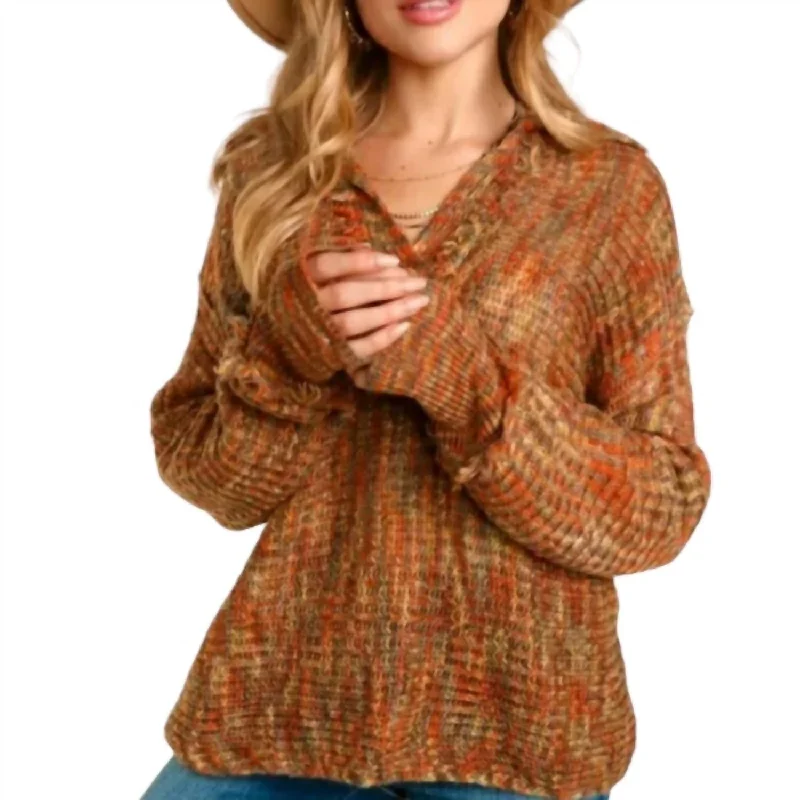 Relaxed Fashion Fringe Sweater In Multi