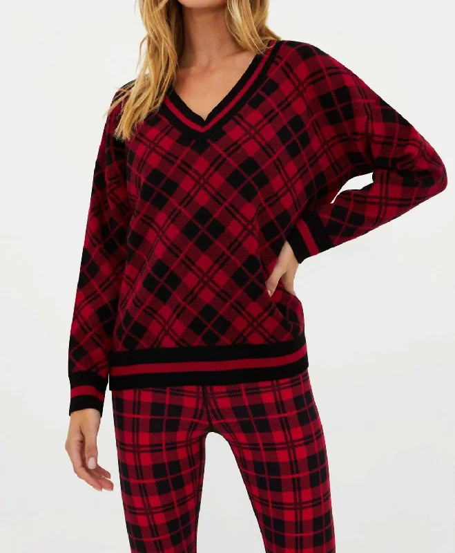 Comfortable Jeans Joey Sweater In Merry Plaid