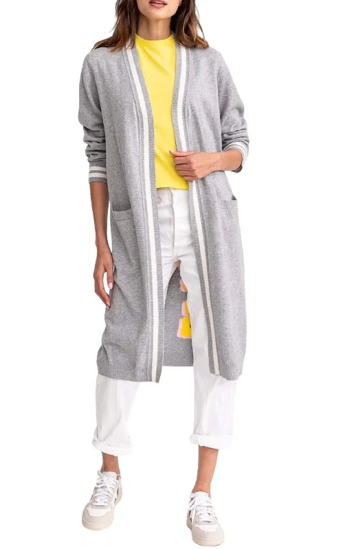 Comfortable Layers London Super Long Cardigan In Grey