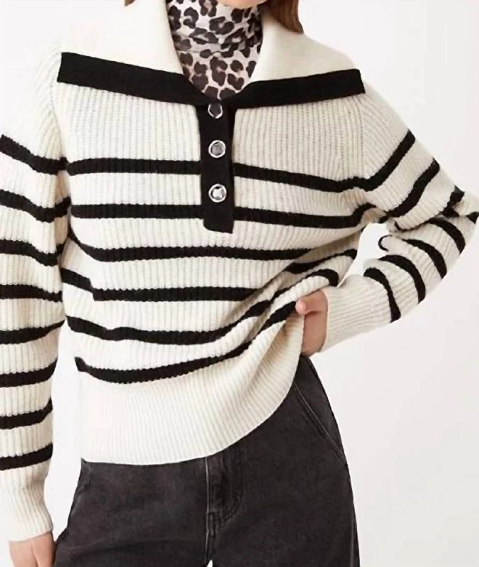 Classic Comfort Patski Striped Pullover In White
