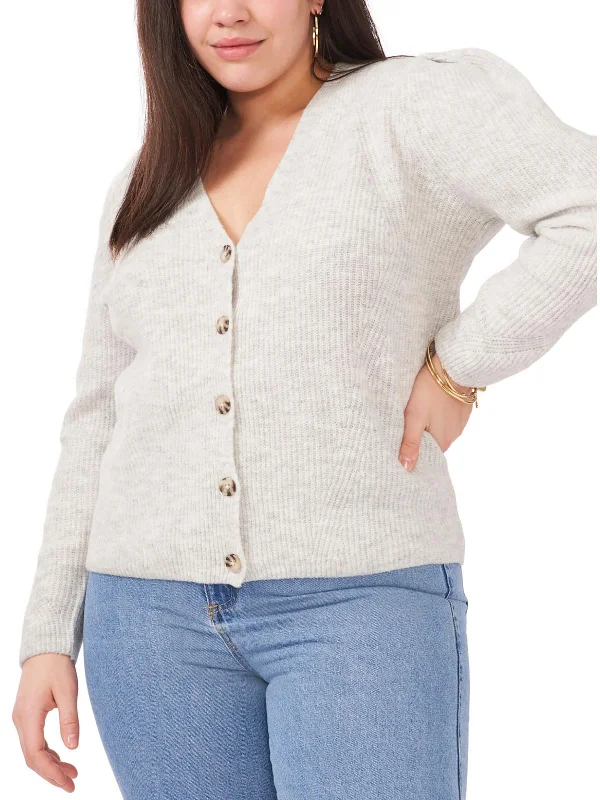 Cozy Comfort Plus Womens Warm Puff Sleeves Button-Up