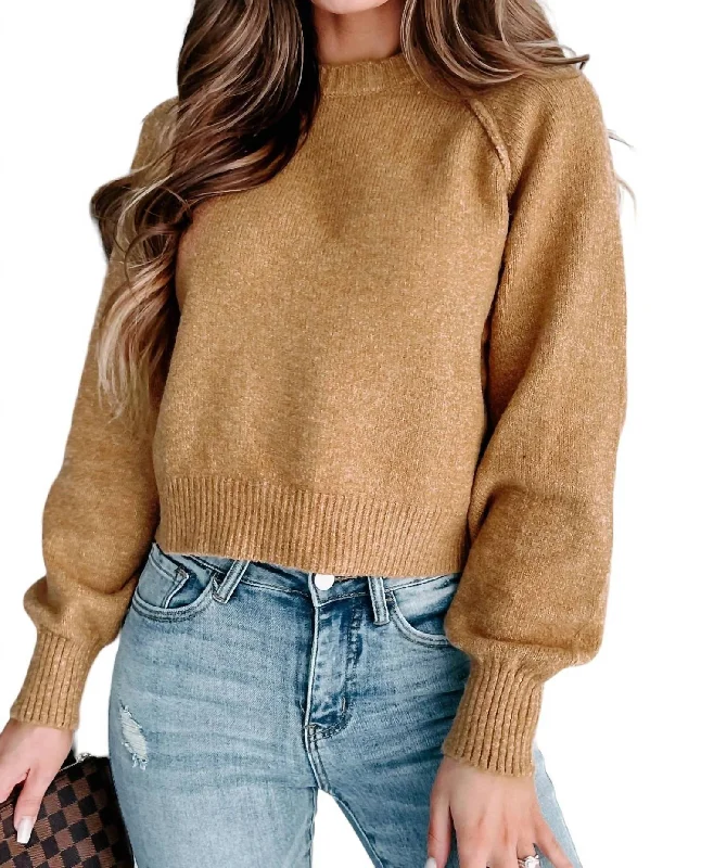 Soft Textiles Raglan Sleeve Sweater In Brown Sugar
