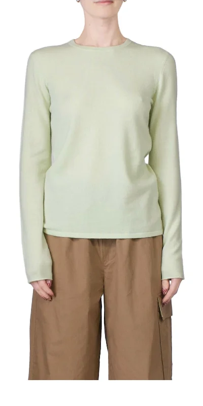Trendy Vibes Skinny Crewneck Sweater In Pale Mint