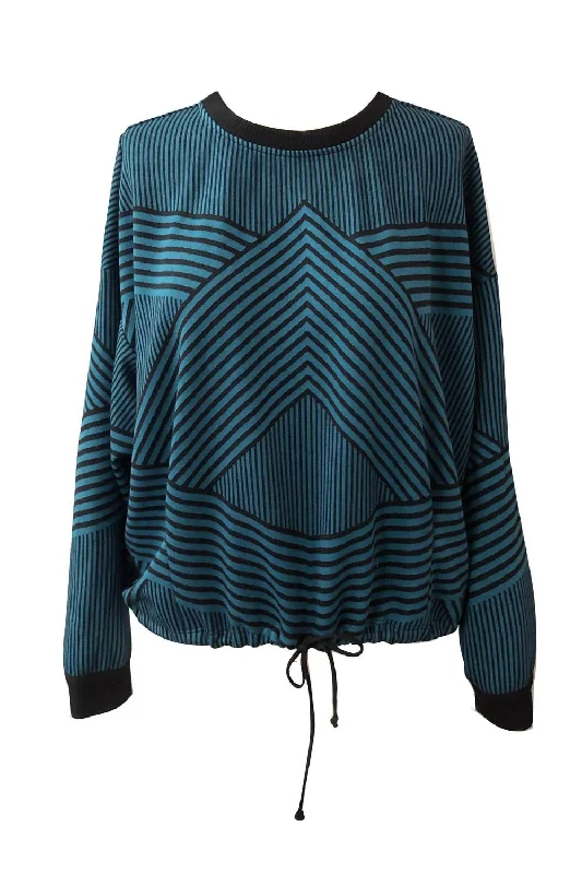 Soft Materials Stripe Brit Wit Sweatshirt Top In Tale And Black