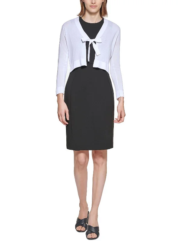 Smart Choices Womens Tie Neck Open Front Shrug Sweater