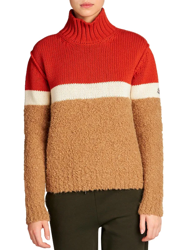 Practical Wear Womens Wool Mixed Media Mock Turtleneck Sweater